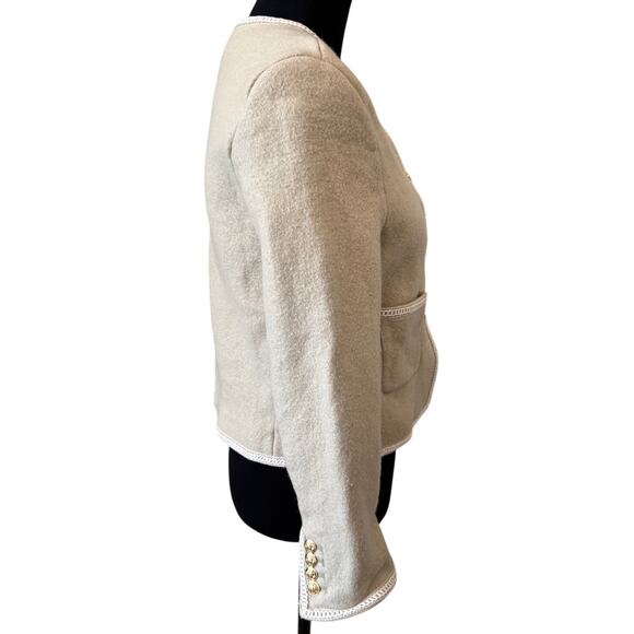 DUNST X RTR Cream Beige Wool Rich Blend Classic Boucle Tweed Jacket Size L - Picture 6 of 8